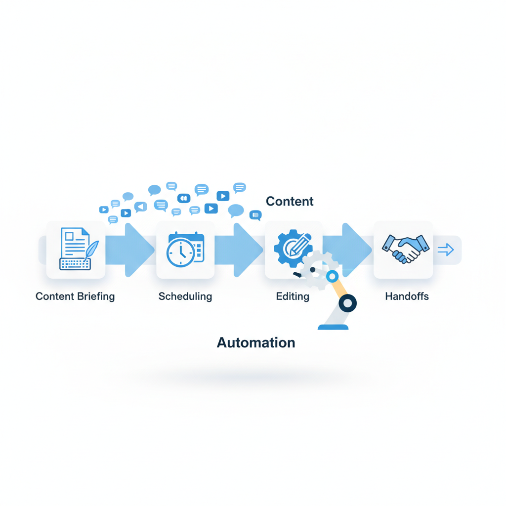 Streamline marketing workflows and save hours weekly with marketing workflow automation for briefing, scheduling, editing, and handoffs.