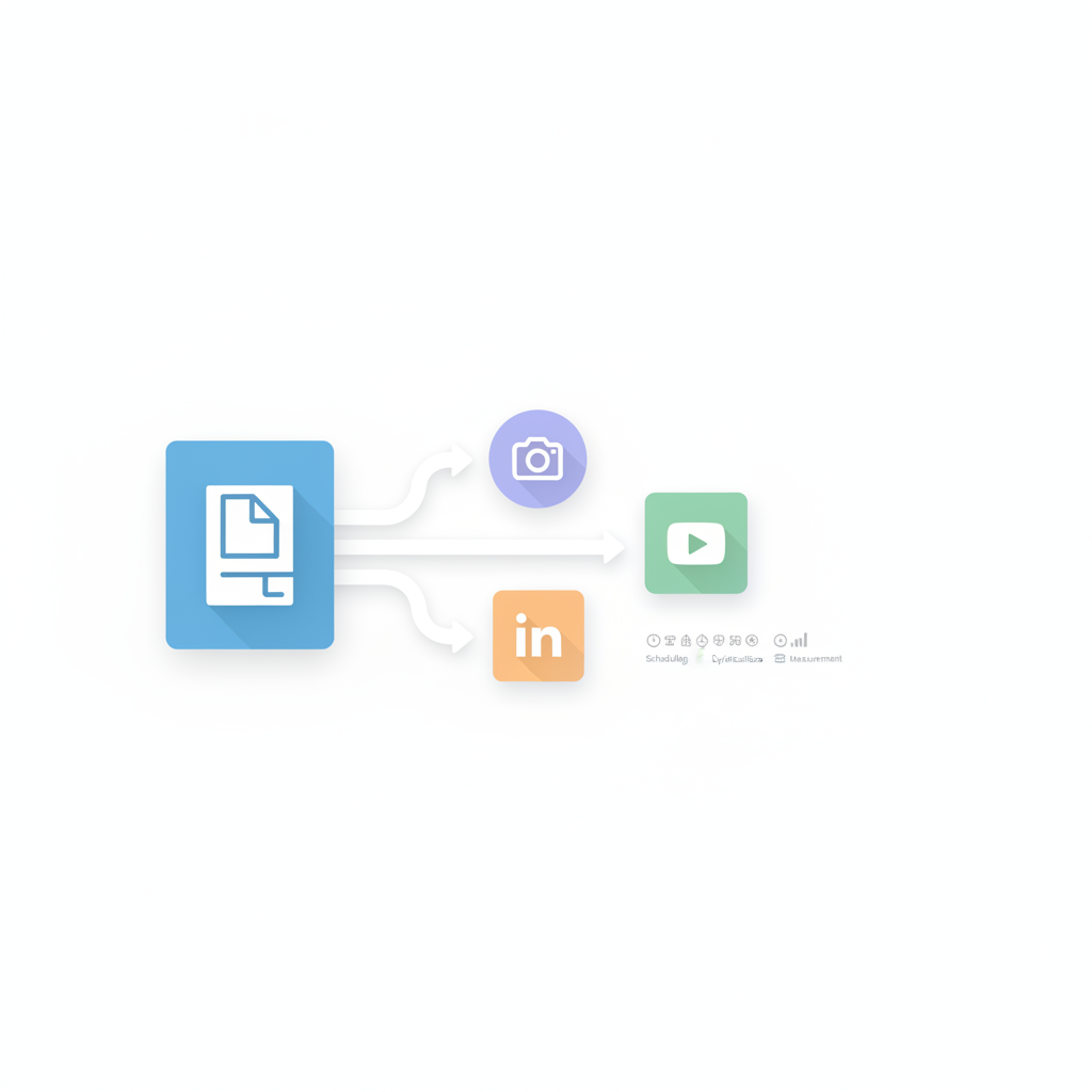 Content repurposing strategy to turn long-form posts and video interviews into platform-specific social content — batch production, scheduling, optimization, and measurement.